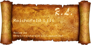Reichsfeld Lili névjegykártya